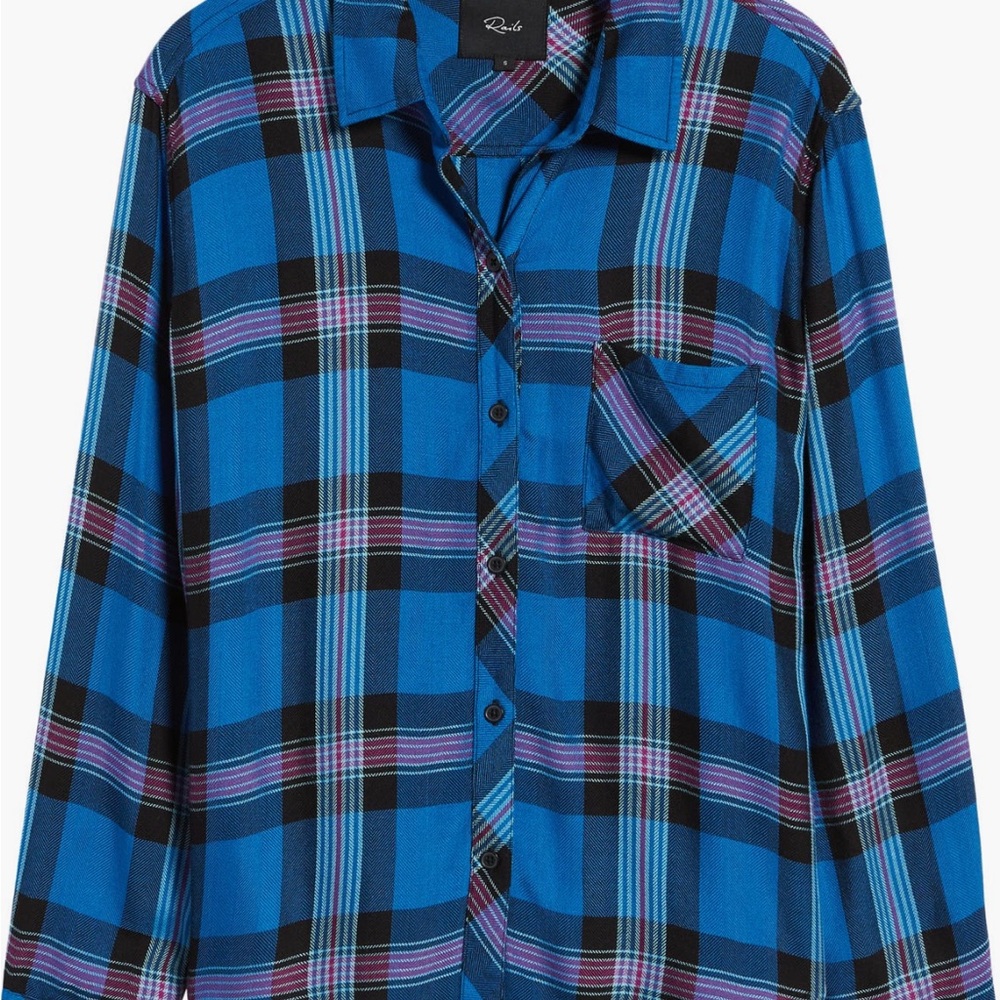 NWT Rails Hunter Blue and Black Plaid Button Down Shirt XS